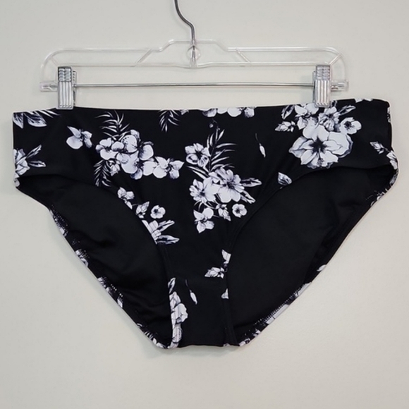 Niptuck Swim Black/Grey Floral Hibiscus High Waist Bikini Bottoms, Size 12 ~ NWT - Picture 3 of 9